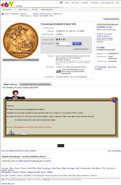 silviok8949 1 Sovereign Elizabeth II Gold 1968 eBay Auction Listing